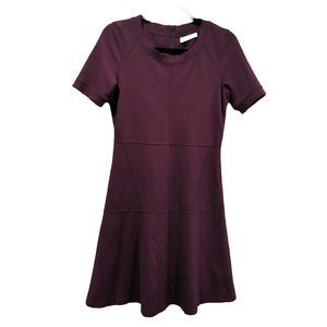Athleta Womens En Route Ponte Dress Size S Purple Wine SS Fit Flare Athleisure